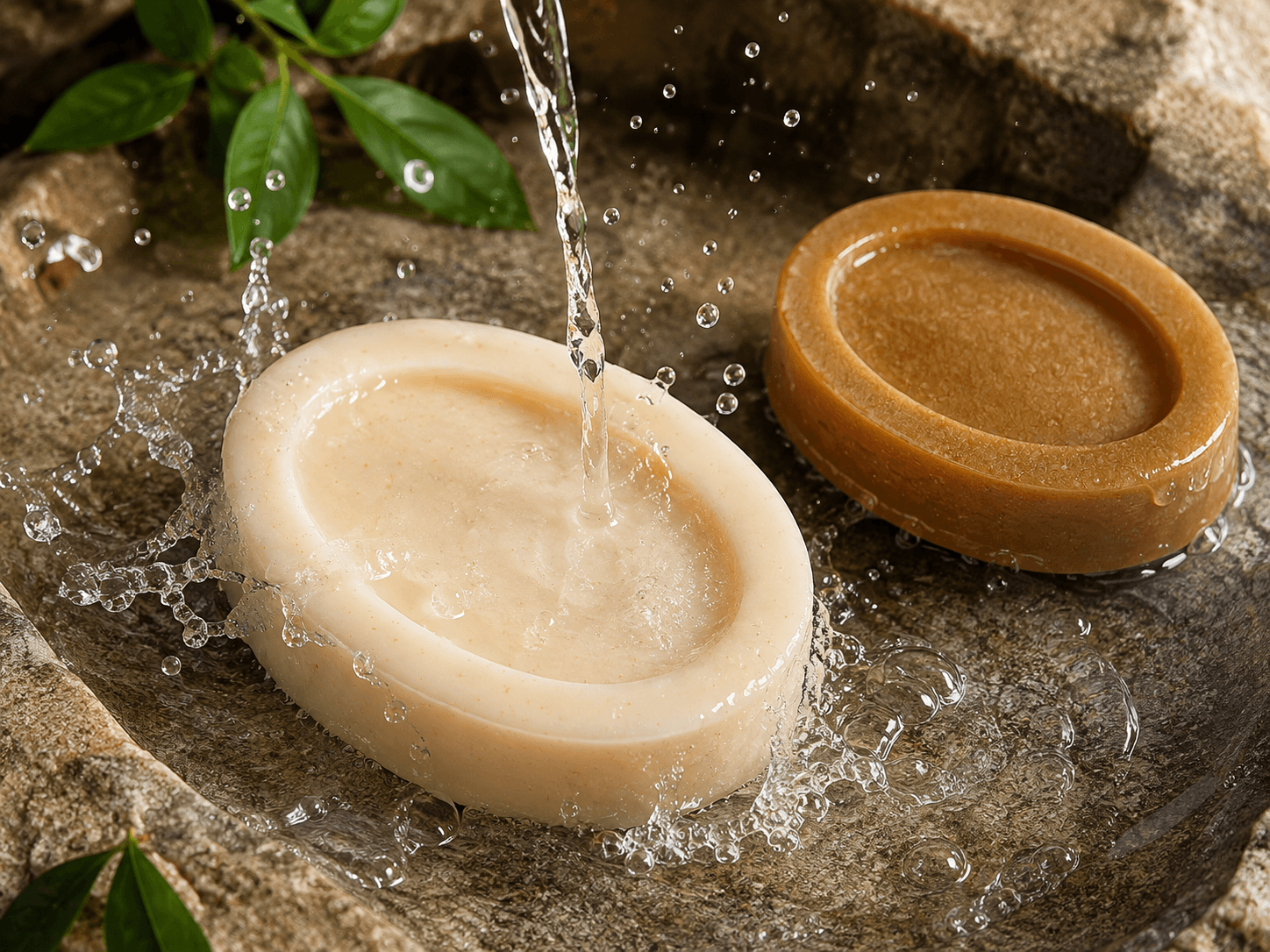 Fresh soap batter poured into a lined wooden mould